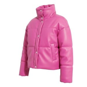 Jules Kae Vegan Leather Puffer Jacket – Bubblegum Pink – Size S - MSRP $295